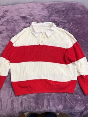 Primark Cream Knit Polo Top